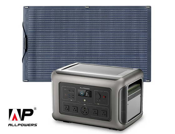 ALLPOWERS: Solar Generator Kit 2500W (R2500 + SF100 100W Flexible Solar Panel)